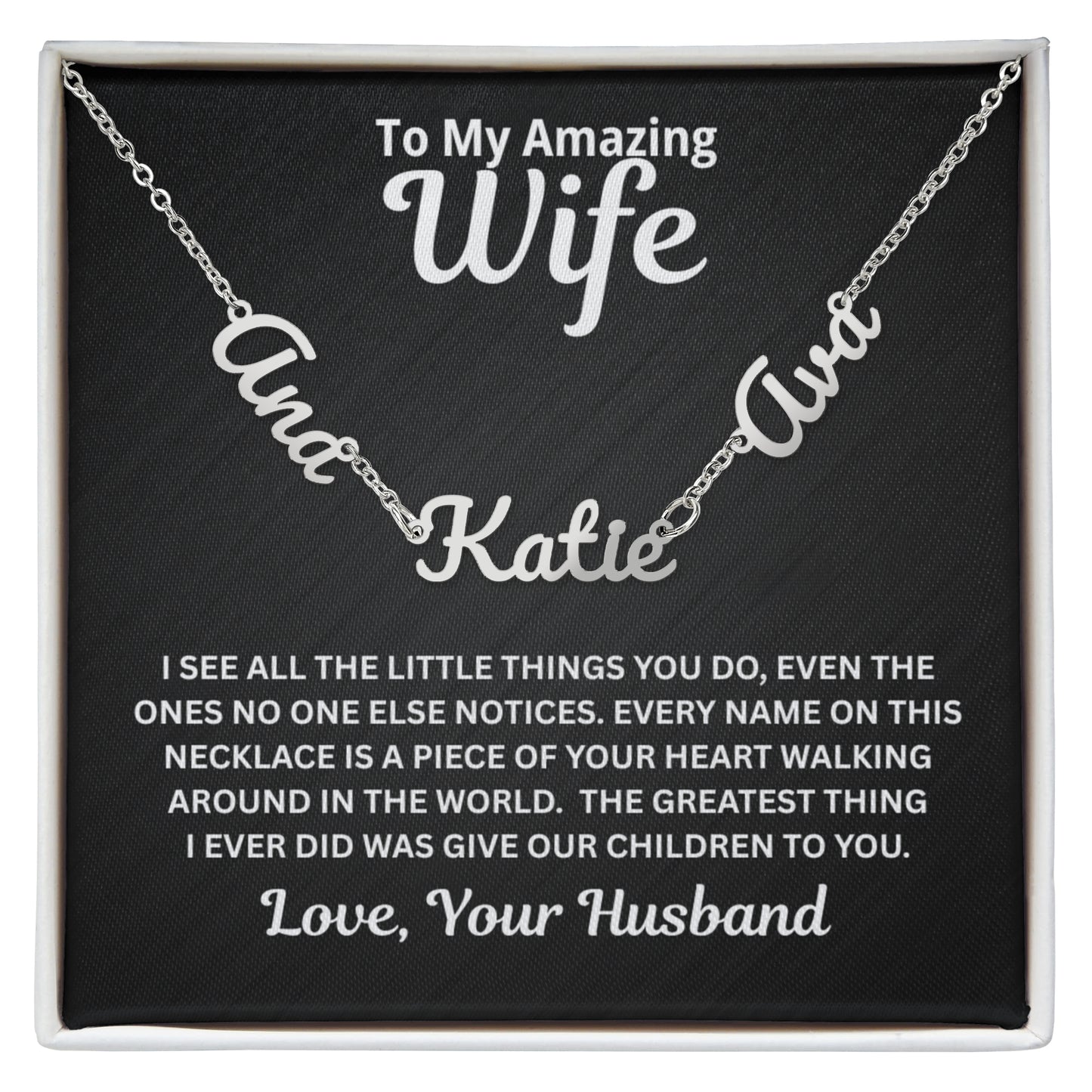 To My Wife - A Piece of Your Heart - Children's Names Necklace