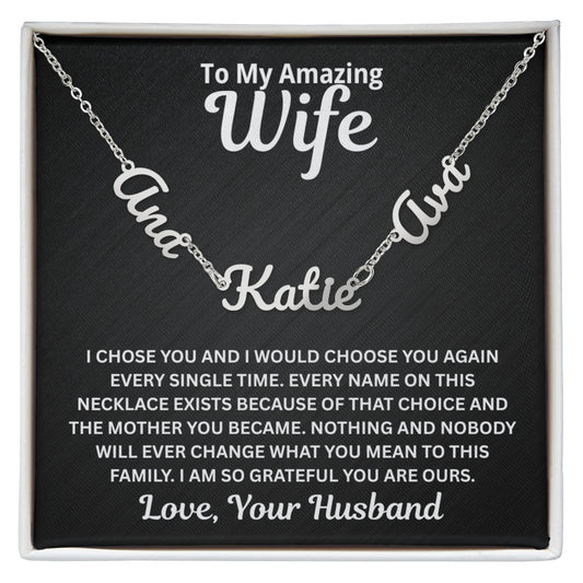 To My Wife - I Would Choose You Again - Children's Names Necklace