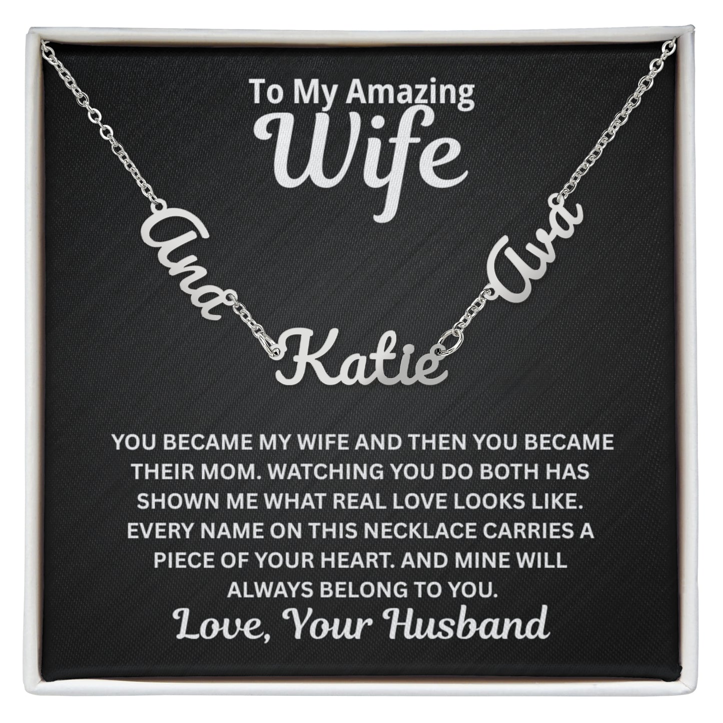 To My Wife - You Became Their Mum - Children's Names Necklace