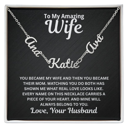 To My Wife - You Became Their Mum - Children's Names Necklace