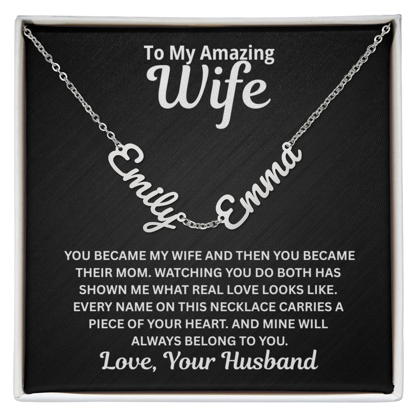 To My Wife - You Became Their Mum - Children's Names Necklace
