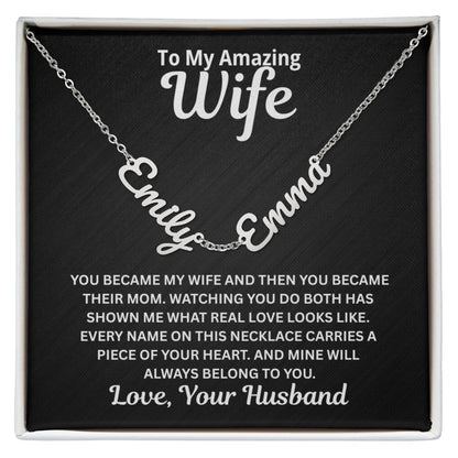 To My Wife - You Became Their Mum - Children's Names Necklace