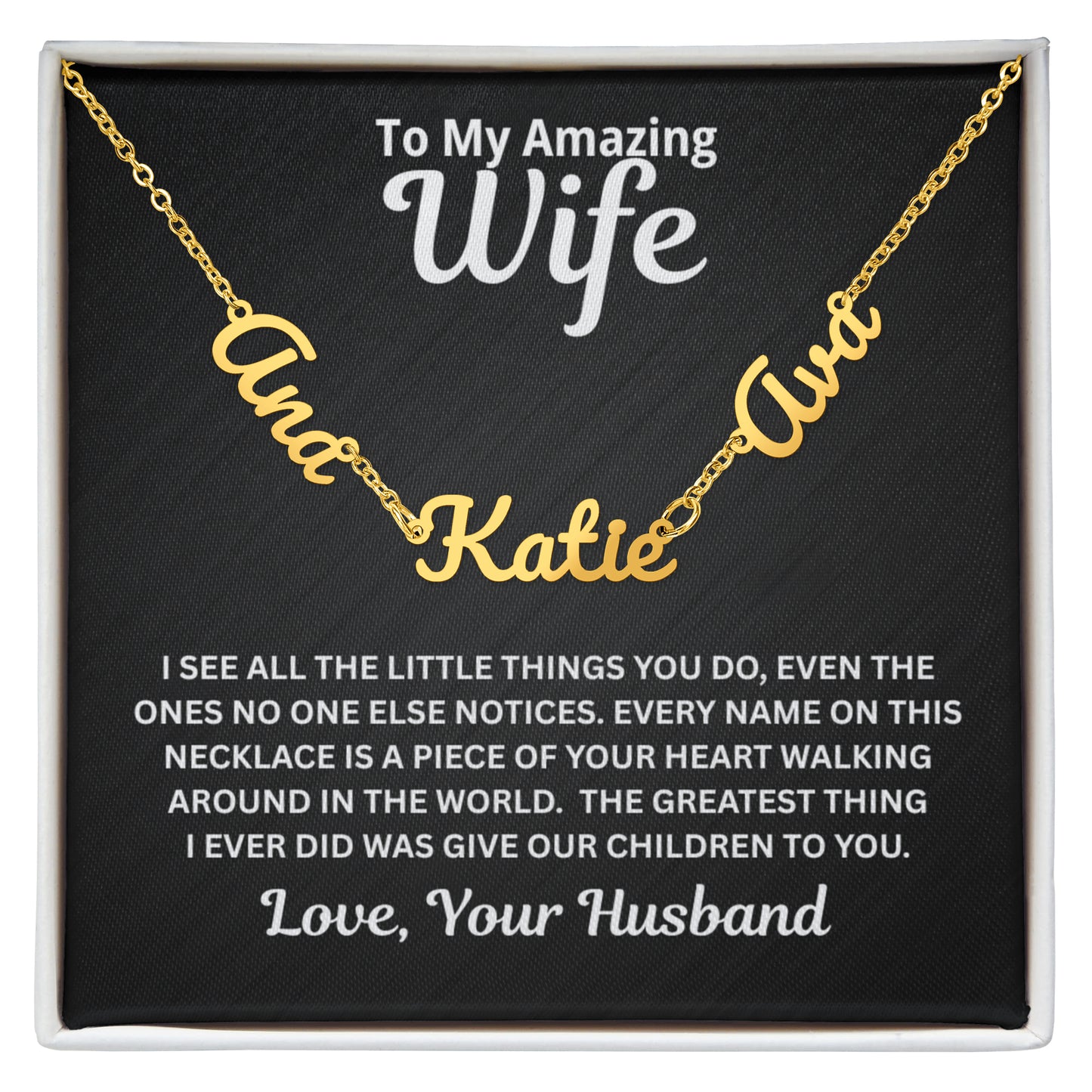 To My Wife - A Piece of Your Heart - Children's Names Necklace