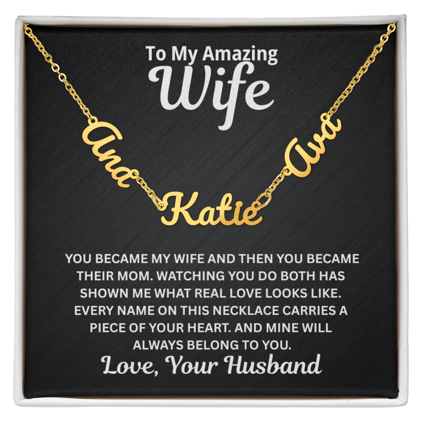 To My Wife - You Became Their Mum - Children's Names Necklace