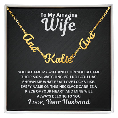 To My Wife - You Became Their Mum - Children's Names Necklace