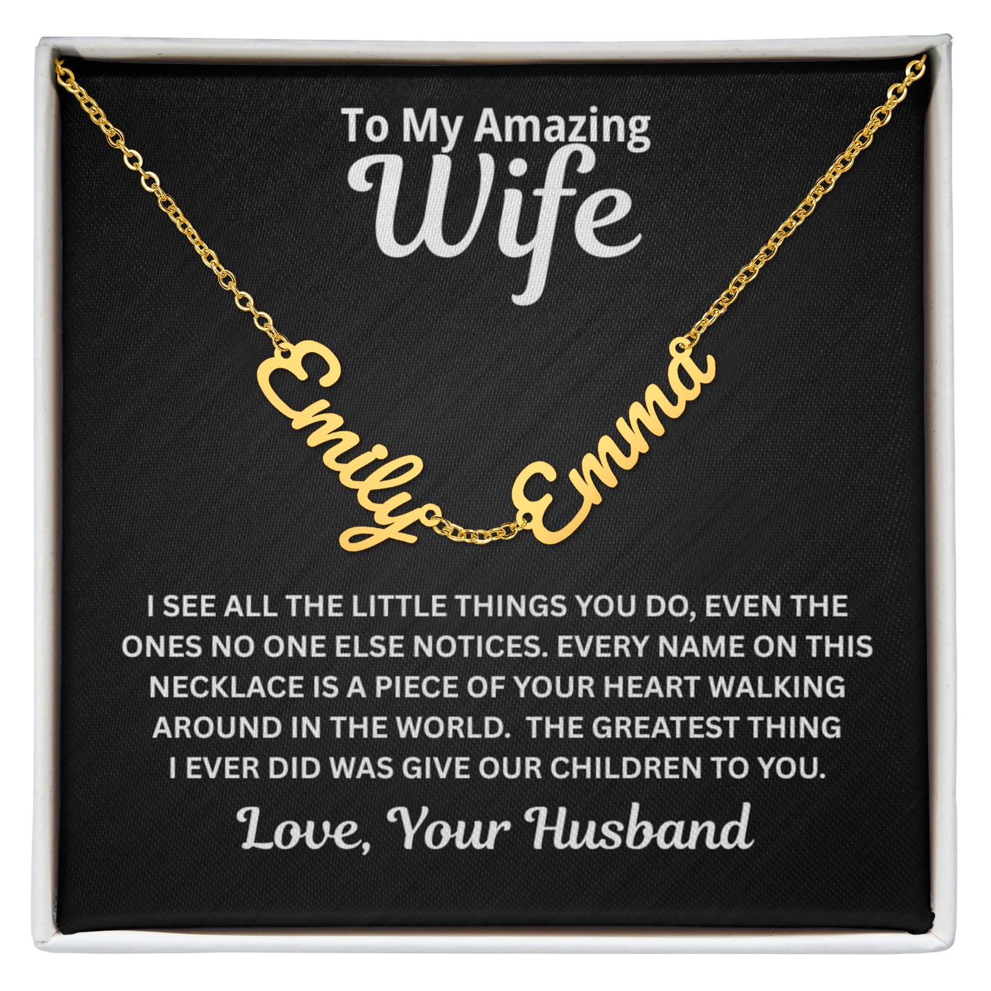 To My Wife - A Piece of Your Heart - Children's Names Necklace