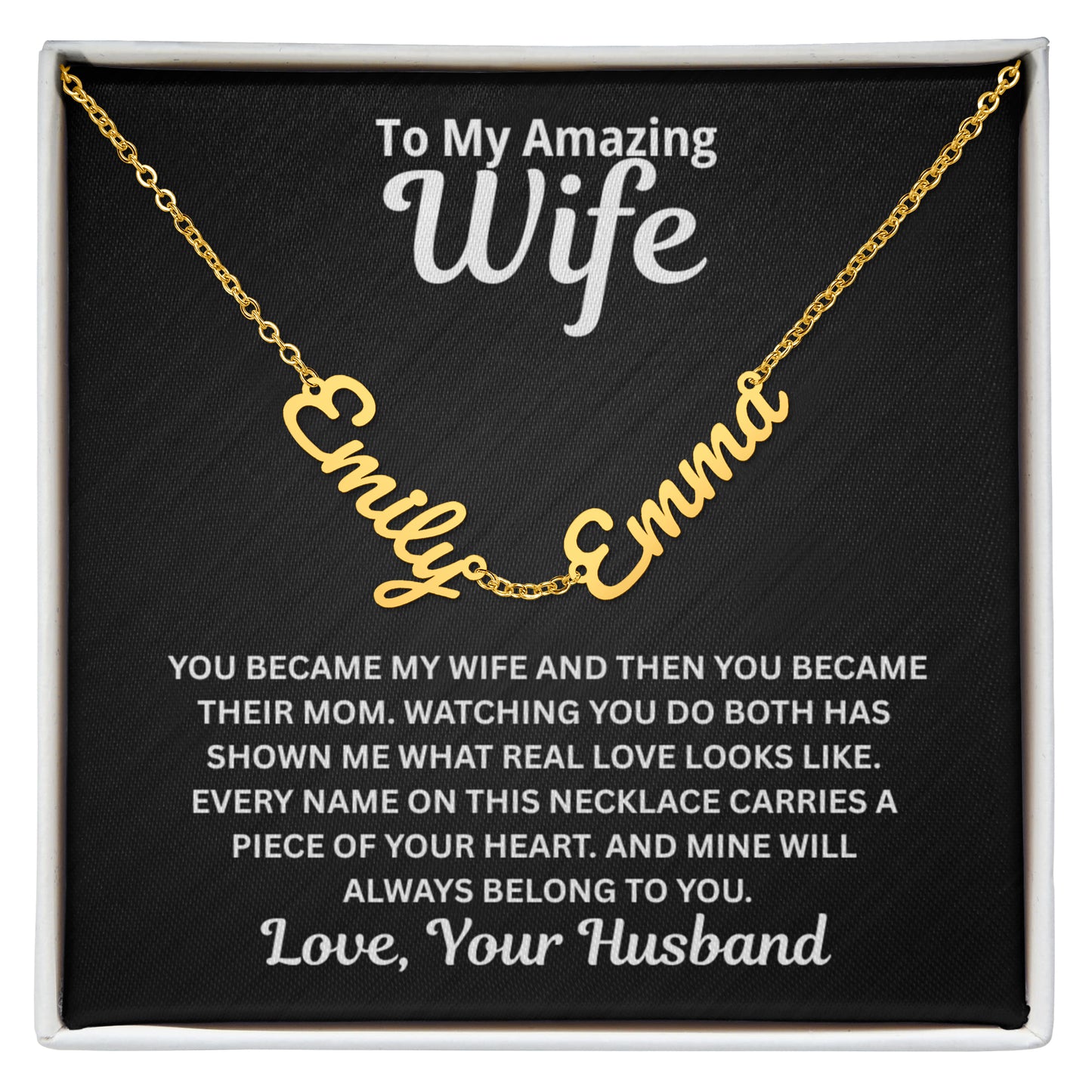 To My Wife - You Became Their Mum - Children's Names Necklace