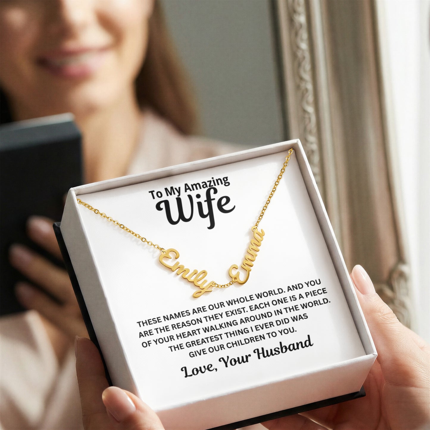 To My Wife - A Piece of Your Heart - Children's Names Necklace