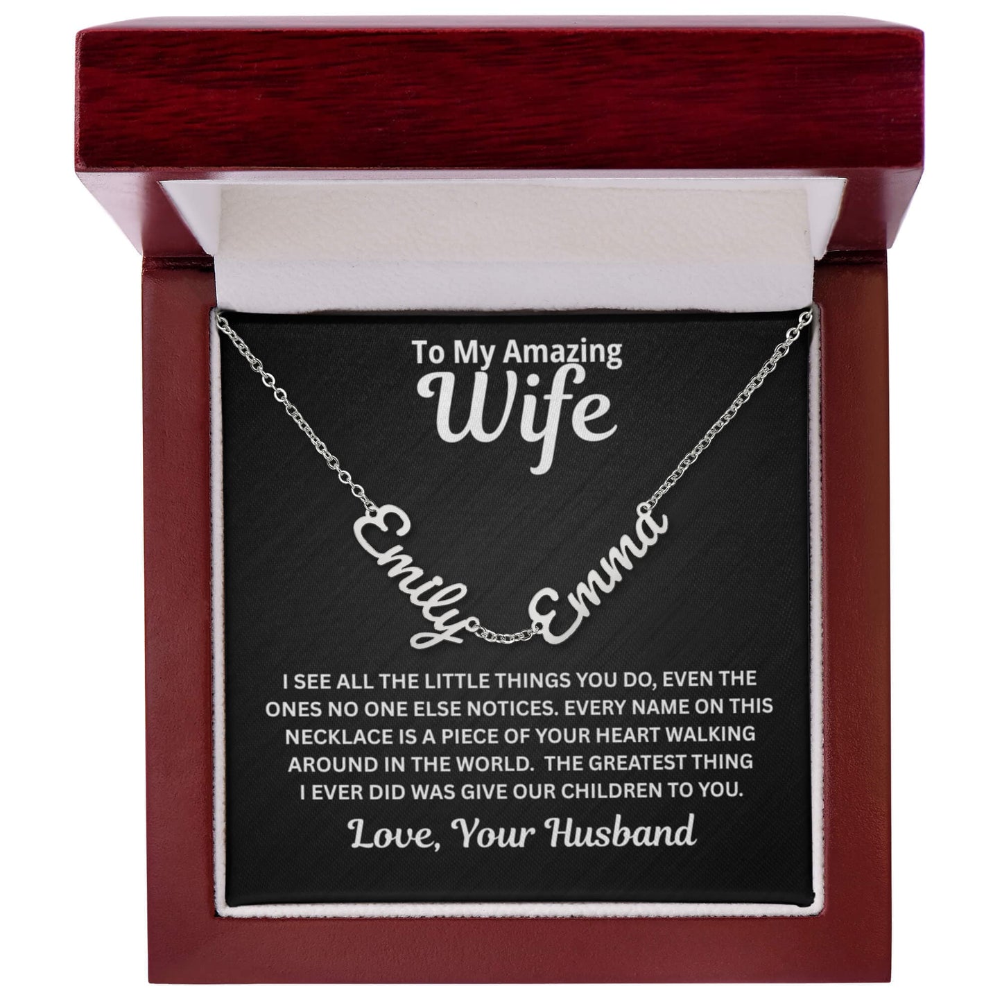To My Wife - A Piece of Your Heart - Children's Names Necklace
