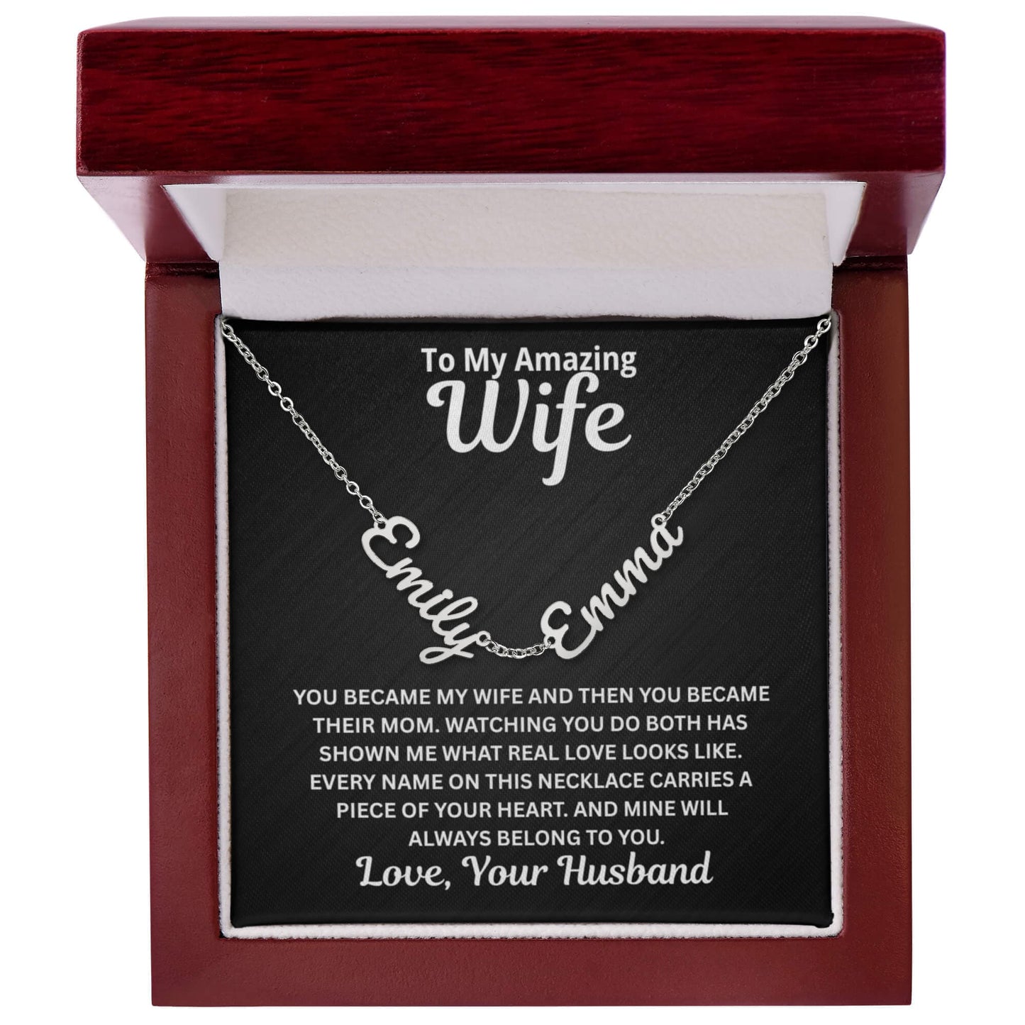 To My Wife - You Became Their Mum - Children's Names Necklace