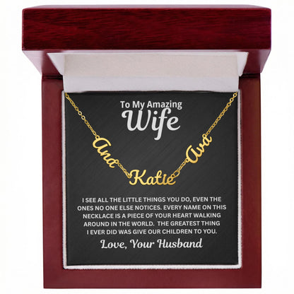 To My Wife - A Piece of Your Heart - Children's Names Necklace