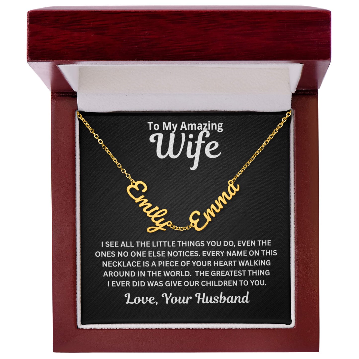 To My Wife - A Piece of Your Heart - Children's Names Necklace