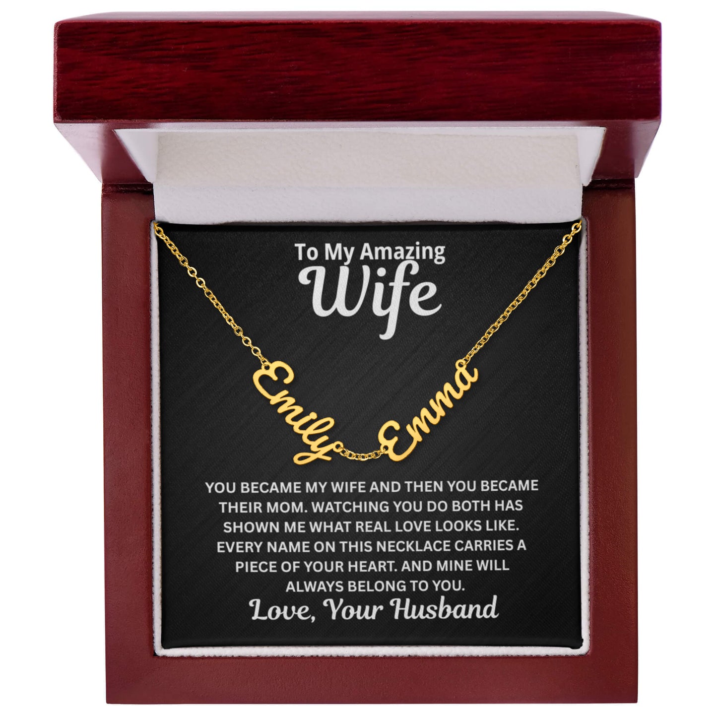 To My Wife - You Became Their Mum - Children's Names Necklace