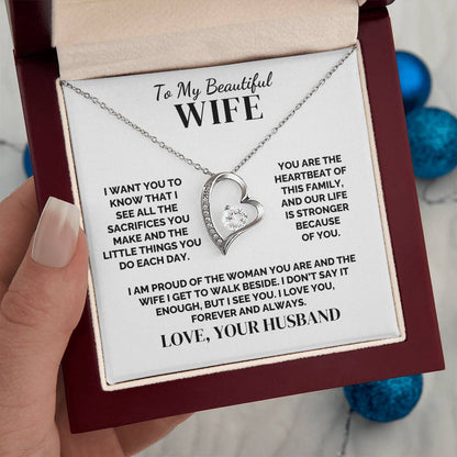 To My Wife – The Heartbeat of Our Family – Necklace