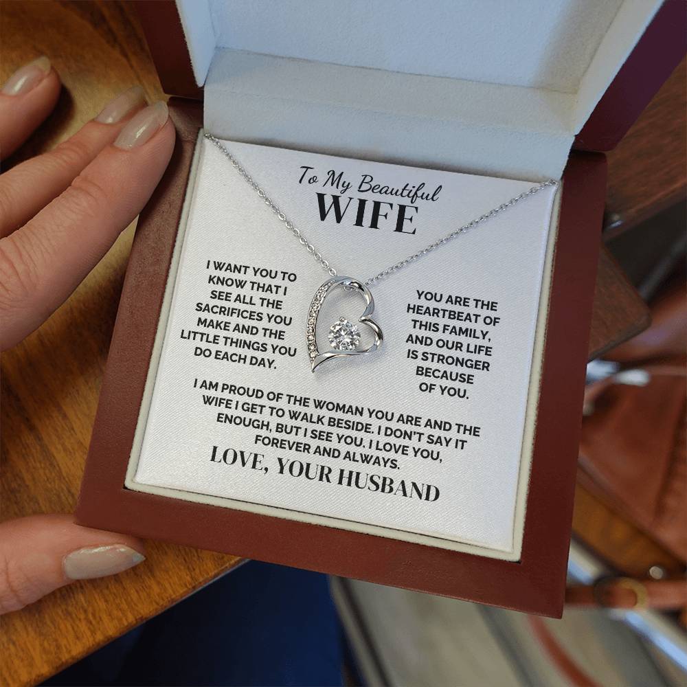 To My Wife – The Heartbeat of Our Family – Necklace