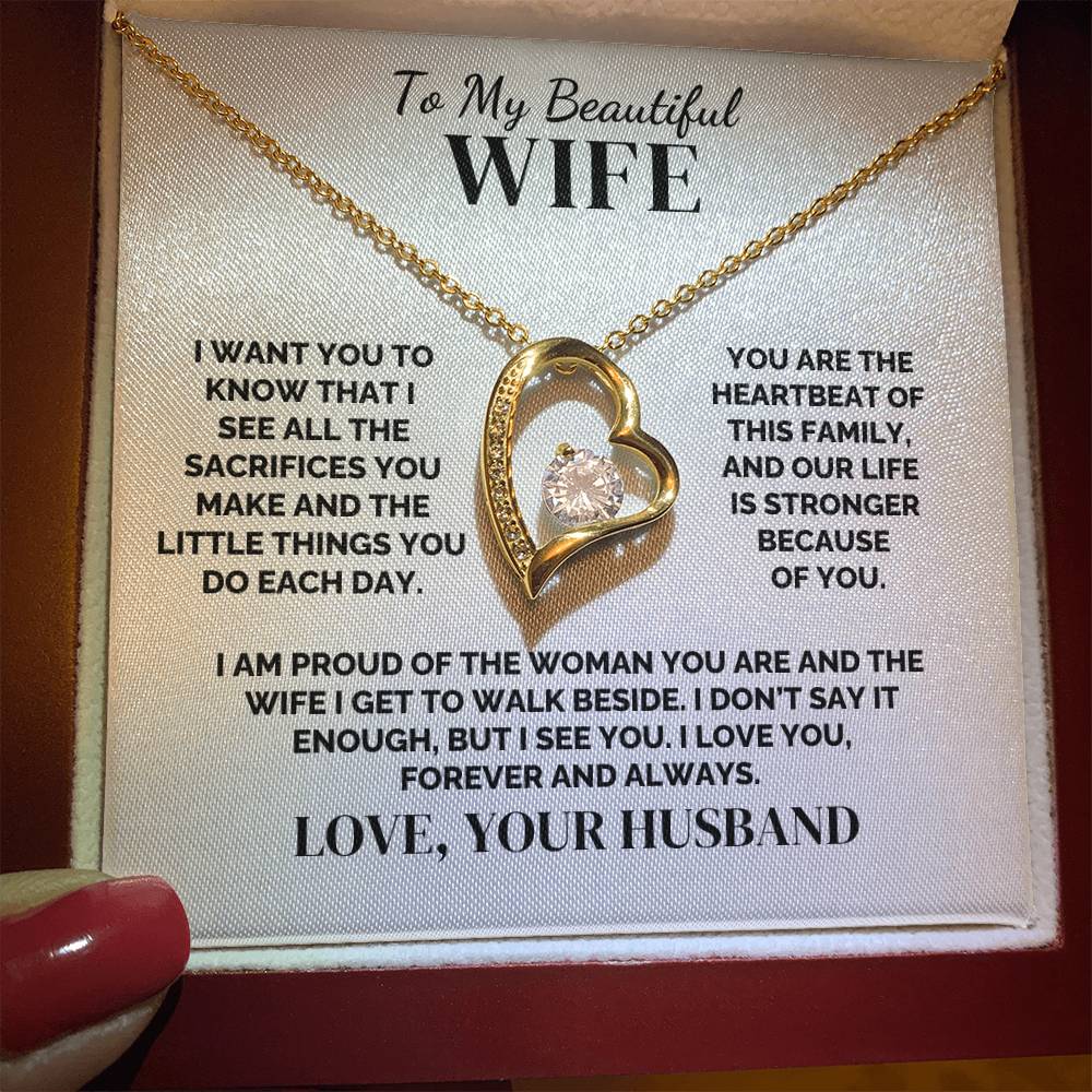To My Wife – The Heartbeat of Our Family – Necklace