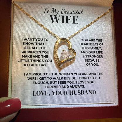 To My Wife – The Heartbeat of Our Family – Necklace