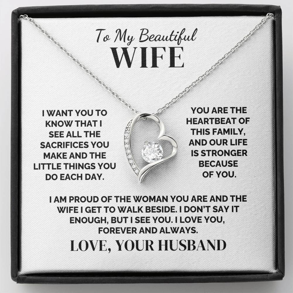 To My Wife – The Heartbeat of Our Family – Necklace