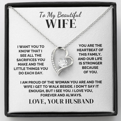 To My Wife – The Heartbeat of Our Family – Necklace