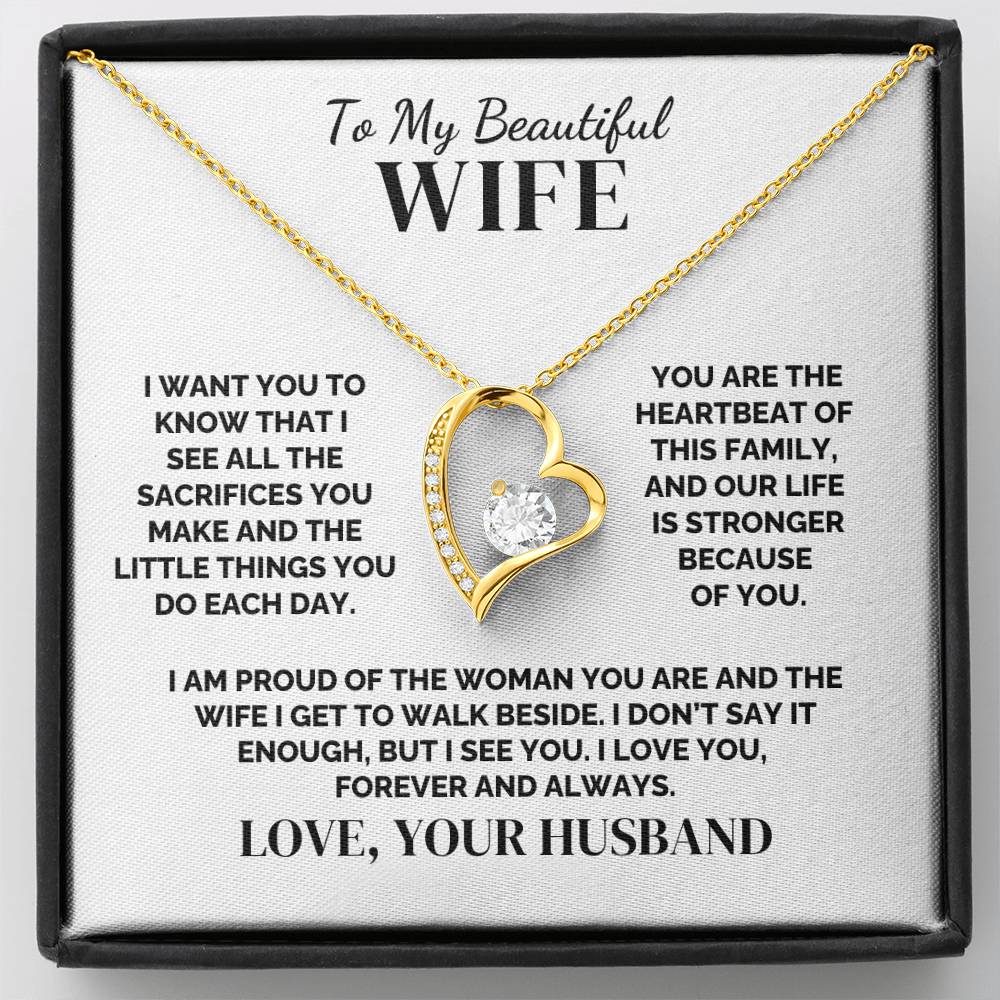To My Wife – The Heartbeat of Our Family – Necklace
