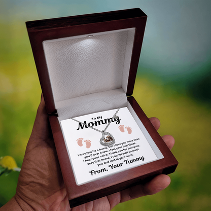To My Mommy - My Very First Home - Baby Feet Heart Necklace